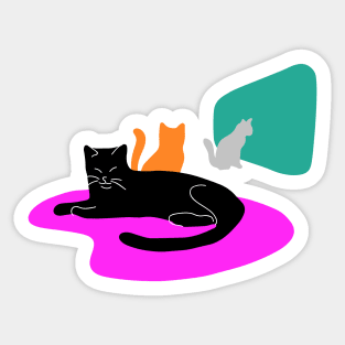 Kitties on the bed Sticker